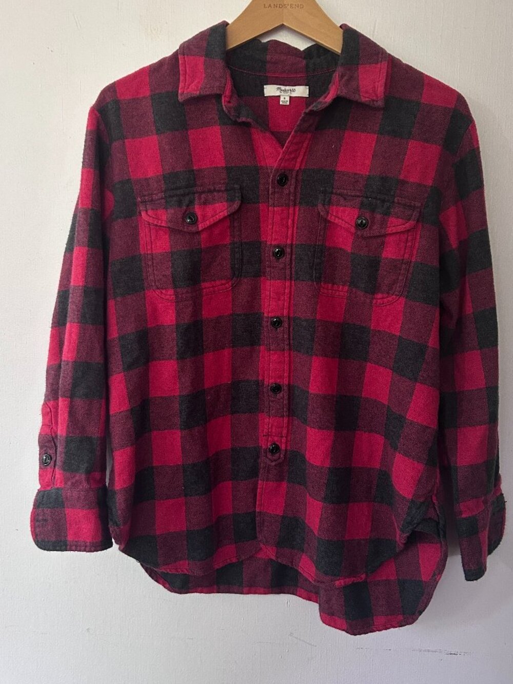 Madewell Red Plaid Flannel Shirt Small Lumberjack Grunge Classic Thick Buffalo